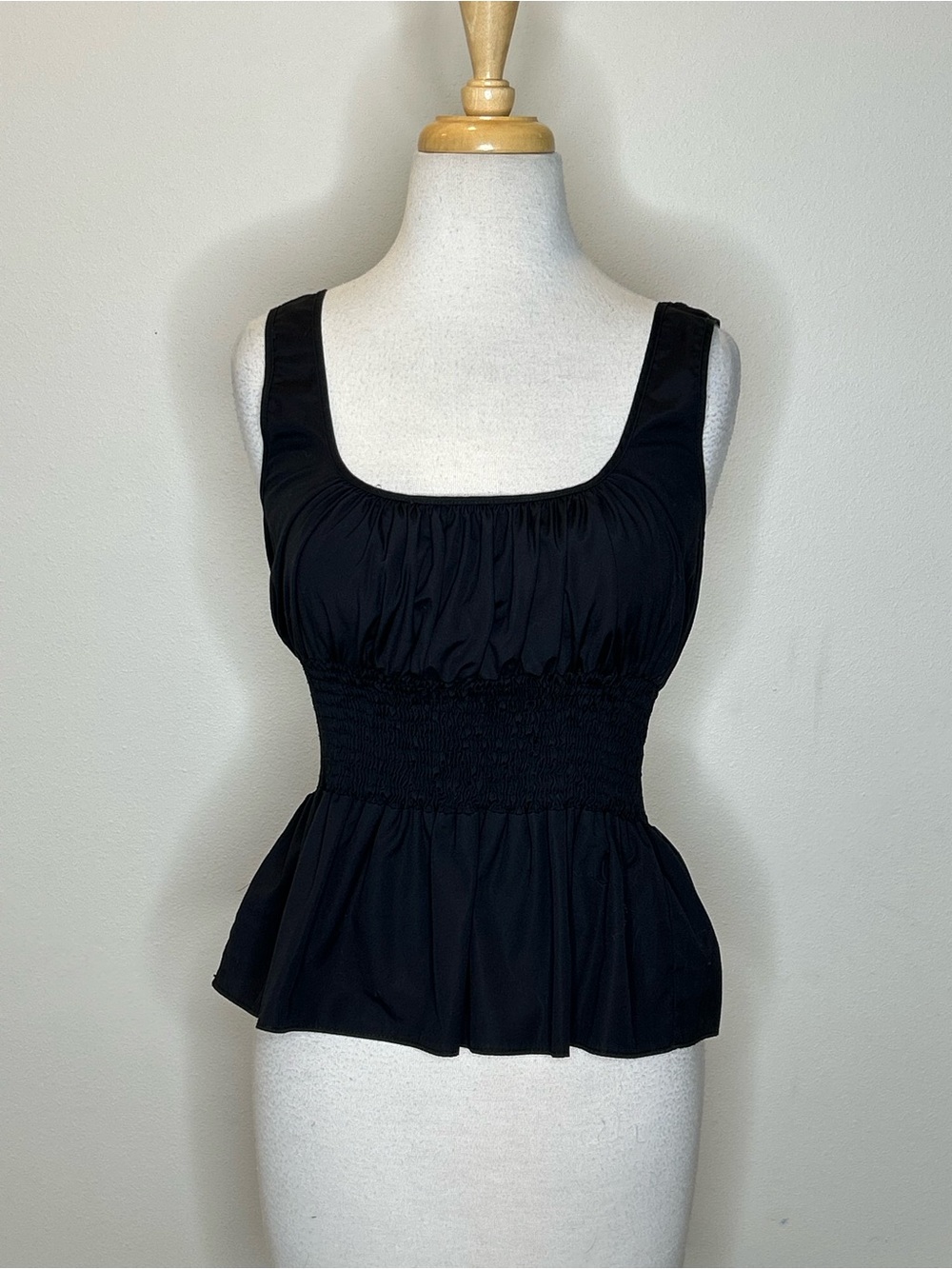Ciao Lucia Black Smocked Peplum Tank Size M